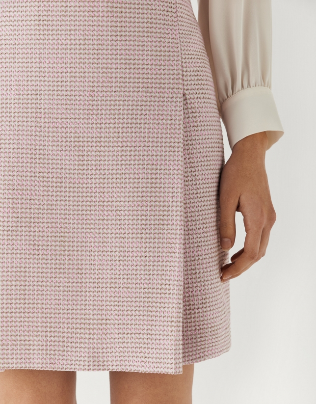 Falda con tabla tweed rosa