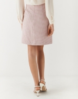 Pink tweed skirt with pleat