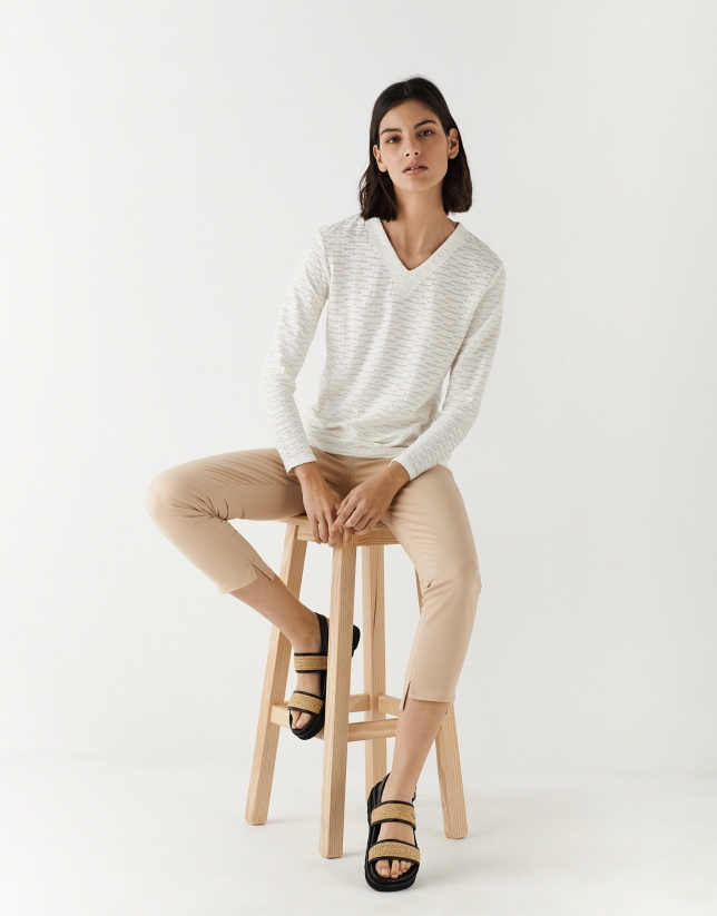 Camiseta punto cloqu&eacute; blanco