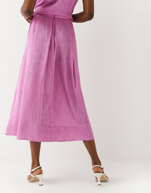 Falda midi tablas jacquard lila