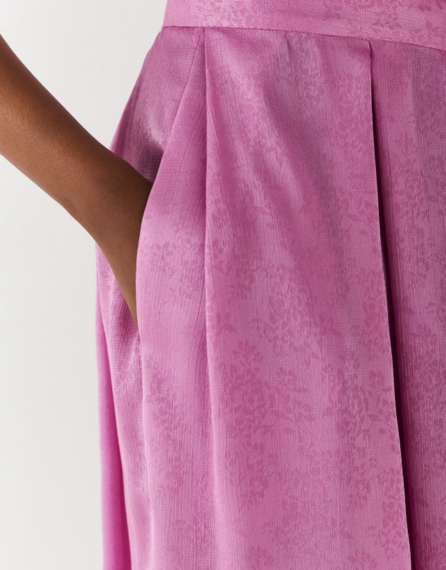 Lilac jacquard pleated midi skirt