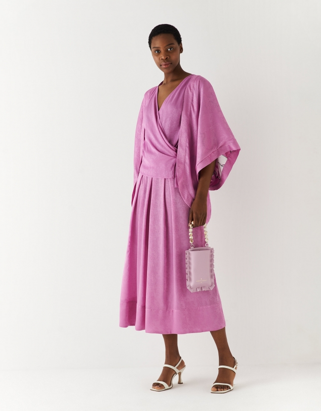 Falda midi tablas jacquard lila