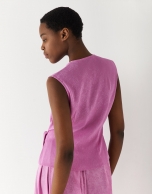 Lavender jacquard crossbody top with bow