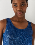 Blue sleeveless top with sequins