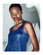 Blue sleeveless top with sequins