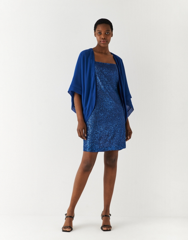Vestido tirantes lentejuelas azul