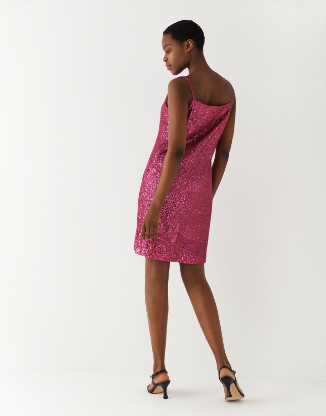 Pink dress with halter top and sequins