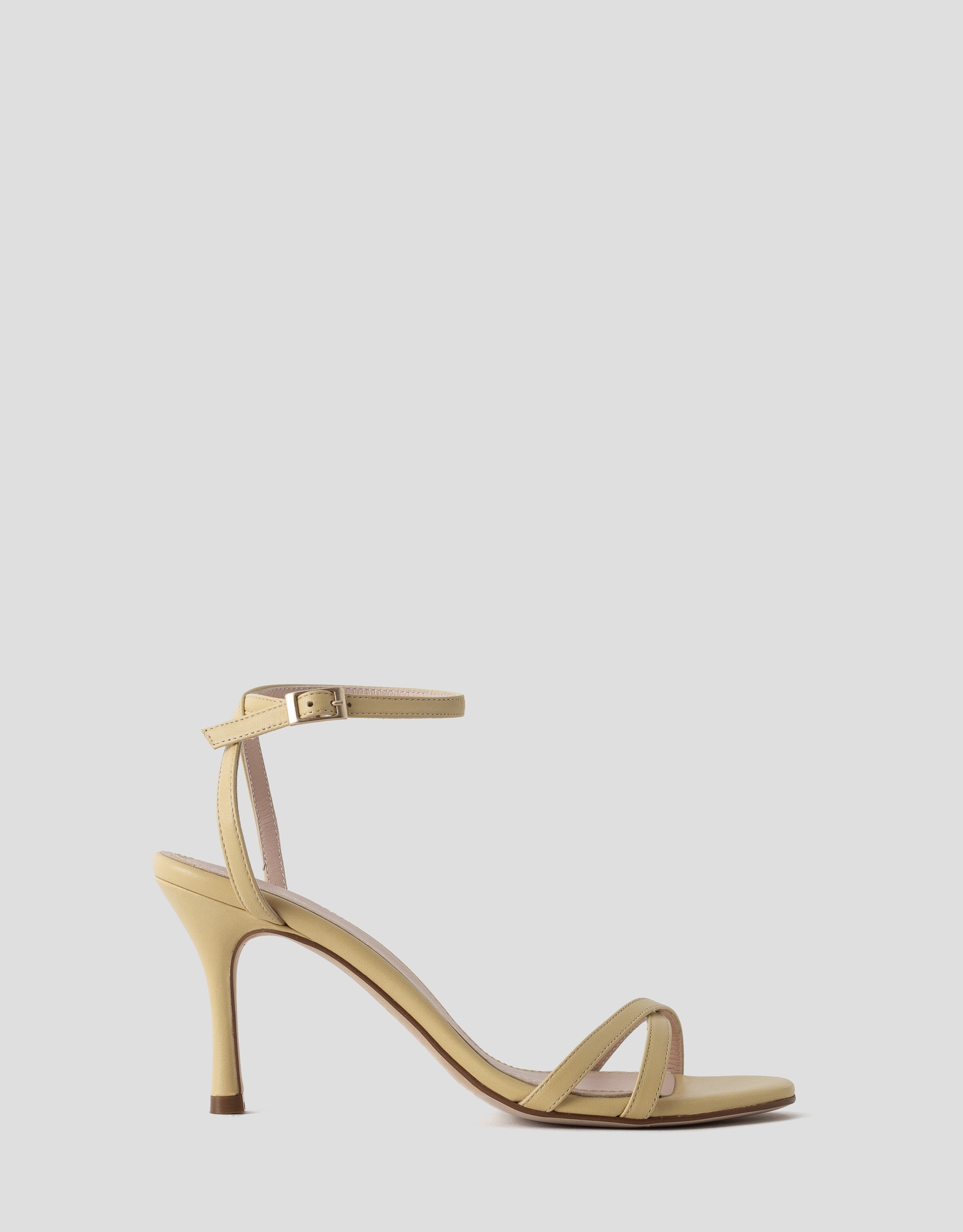Pastel yellow square heel sandals