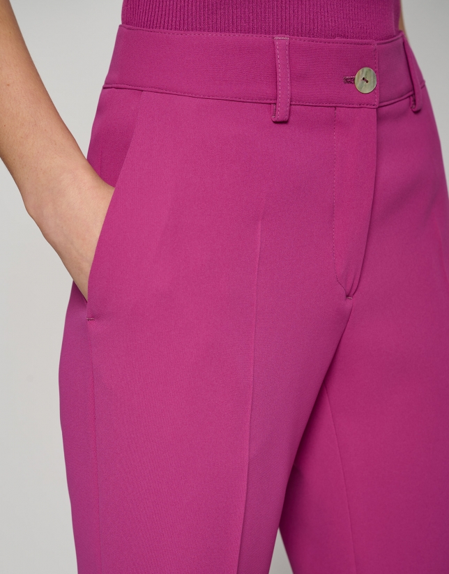 Pantalón recto crepé buganvilla