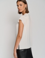 Beige sleeveless chiffon top