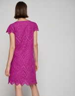 Purple dress with Swiss lace embroidery