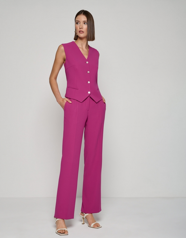 Bougainvillea crepe tailored vest
