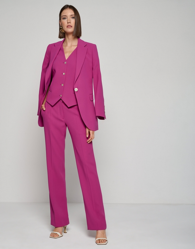 Bougainvillea crepe blazer with one button