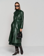 Long dark green napa raincoat