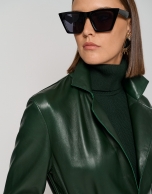 Long dark green napa raincoat