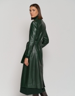 Long dark green napa raincoat