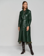 Long dark green napa raincoat