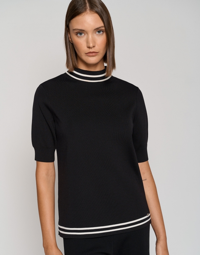 Black short sleeved knit sweater 