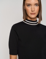Black short sleeved knit sweater 