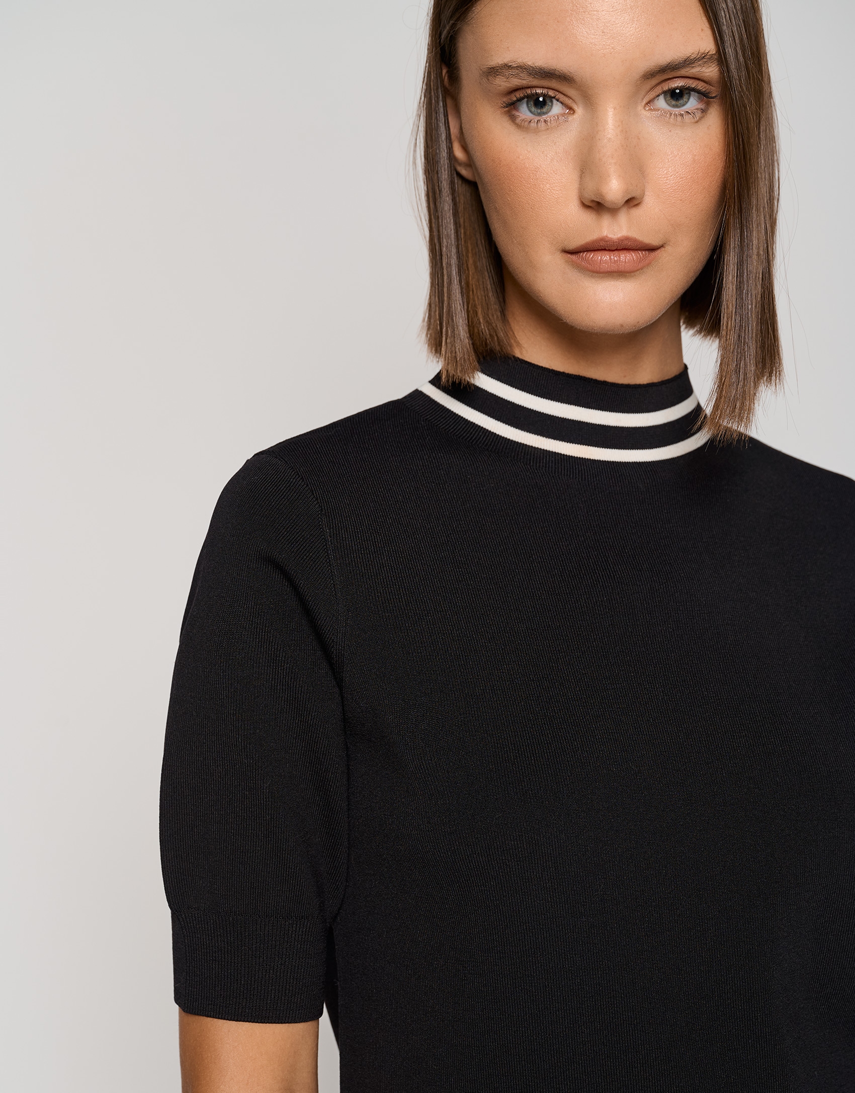 Black short sleeved knit sweater 