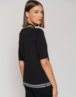 Black short sleeved knit sweater 