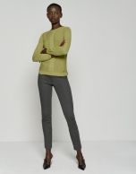 Green sweater with braiding and boat neck