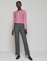 Pink sweater with braiding and boat neck