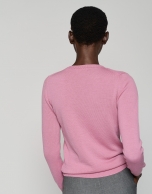 Pink sweater with braiding and boat neck