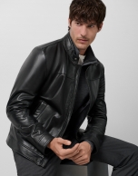 Black nappa leather jacket