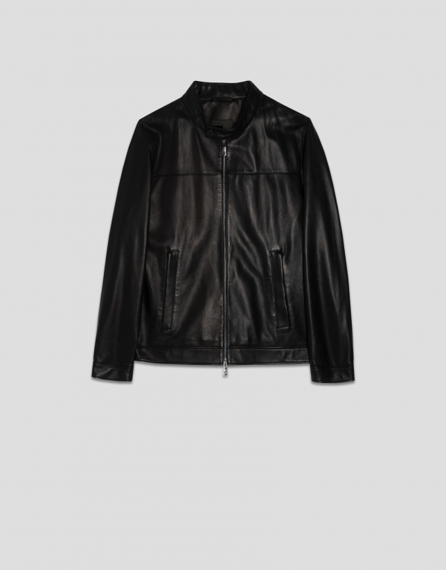 Black nappa leather jacket