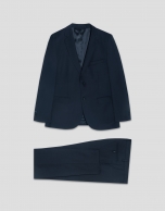 Slim fit half canvas suit in navy blue