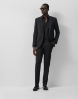 Slim fit half canvas suit in plain black