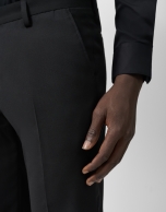 Slim fit half canvas suit in plain black