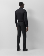Slim fit half canvas suit in plain black