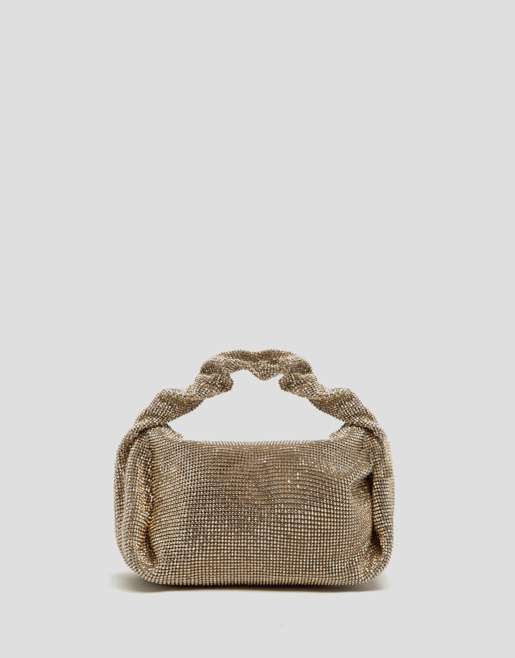 Ariana Crystal Mesh gold clutch bag