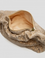 Ariana Crystal Mesh gold clutch bag