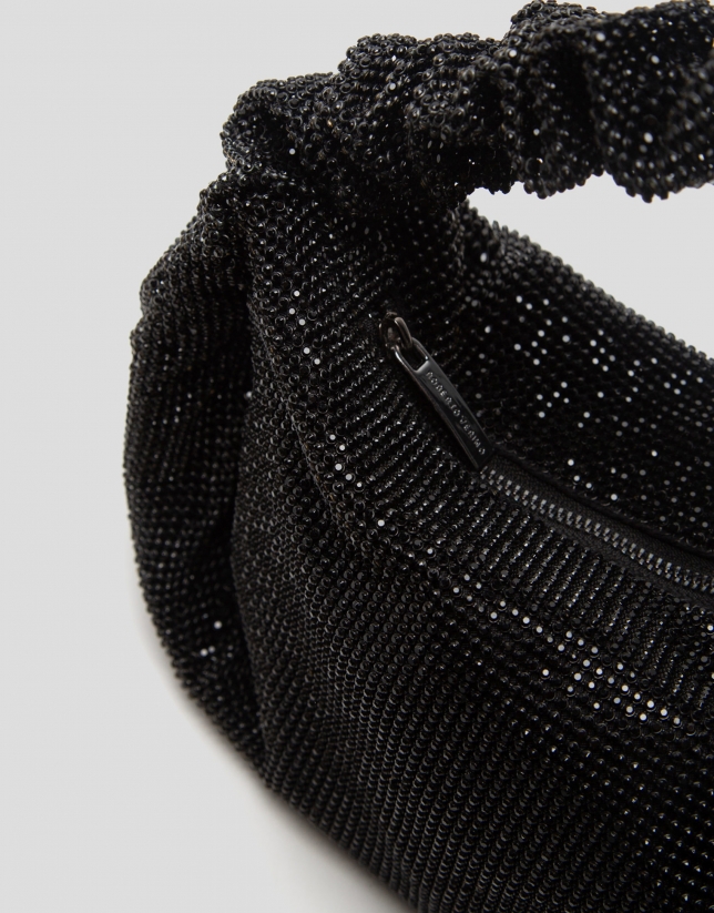 Ariana Cristal Mesh black clutch bag