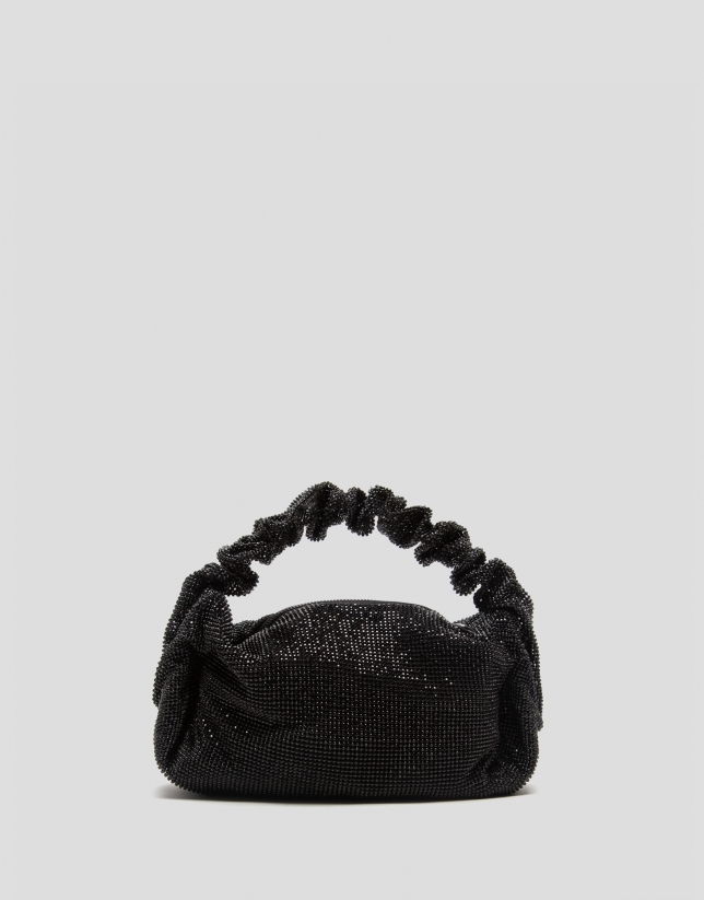 Ariana Cristal Mesh black clutch bag