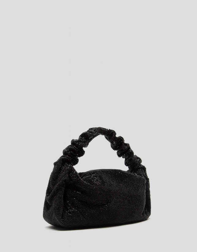 Ariana Cristal Mesh black clutch bag