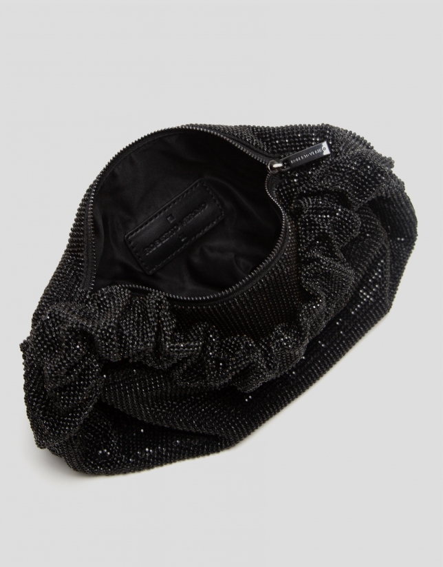 Ariana Cristal Mesh black clutch bag