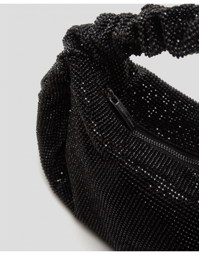 Ariana Cristal Mesh black clutch bag