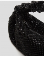 Ariana Cristal Mesh black clutch bag