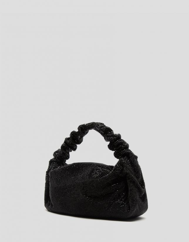 Ariana Cristal Mesh black clutch bag