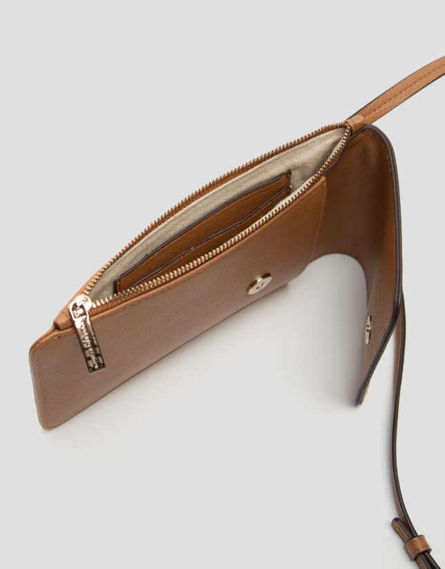 Camel leather Crafts cellphone bag