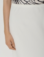 Beige twill flare midi skirt