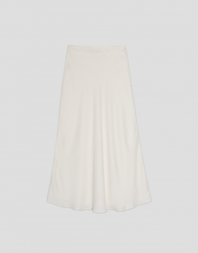Falda midi evas&eacute; twill crudo