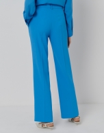 Blue straight crepe pants