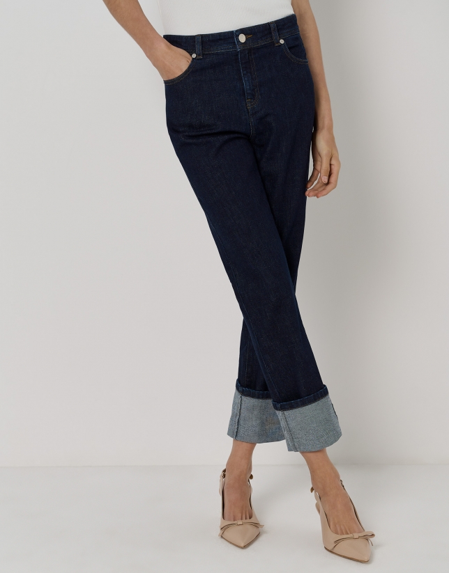 Straight blue denim pants