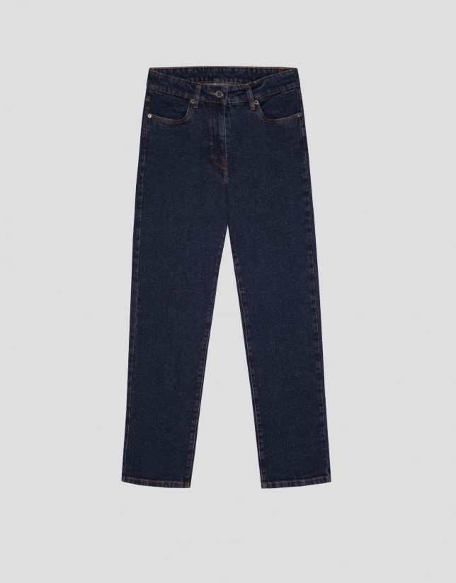 Straight blue denim pants