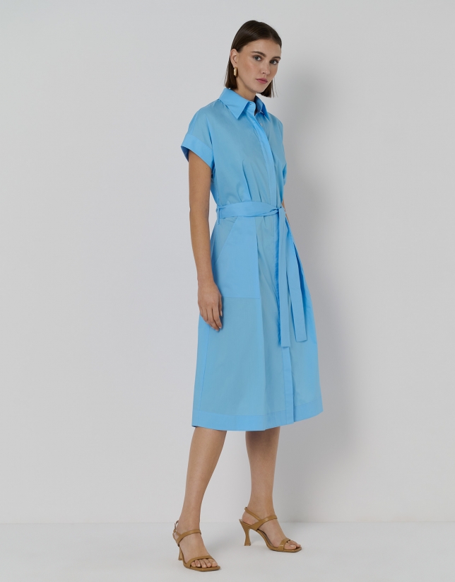 Vestido midi camisero azul